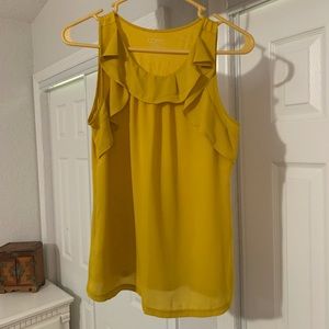 LOFT Mustard Yellow Flutter Neck Tank